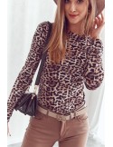 Body din velur cu guler leopard 7431 - Magazin online - Boutique